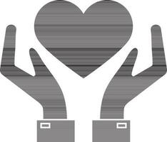 Two hands carefully protecting a heart. vector