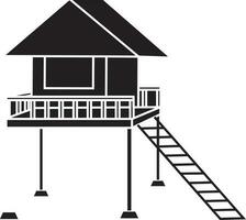 Illustration of black and white lifeguard tower. vector