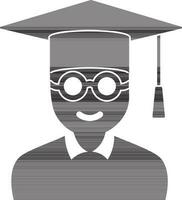 personaje de graduado estudiante dando un habla en negro y blanco estilo. vector