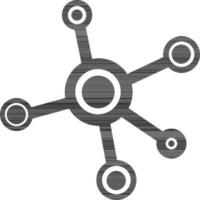 Illustration of molecule icon in black and white style. vector