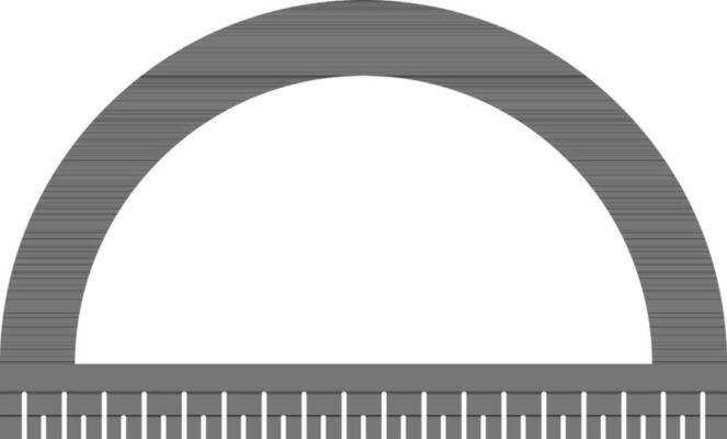 Black protractor rular on white background.