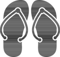 Flat slippers icon in black and white color. vector