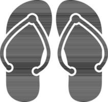 Flat slippers icon in black and white color. vector