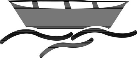 black and white boat with wave. vector