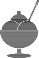 black and white cupcake with a spoon. vector