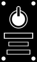 black and white power button in flat style. vector