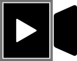 Black and white video camera with play button. vector