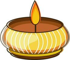 Illustration of illuminated oil lamp Diya. vector