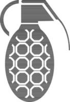 Illustration of a grenade in black and white color. vector