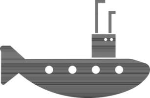 Submarine in black and white color. vector