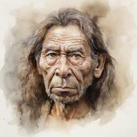 ilustración retrato de un neanderthal ai generado foto