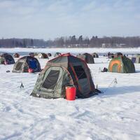 ice fishing in tent winter championship sport photo