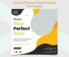 gym, fitness and sports social media post and square flyer post banner template design vector