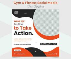 gym and fitness square flyer post banner and social media post template design vector