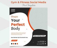 fitness and gym workout training social media post and square flyer post banner template design vector