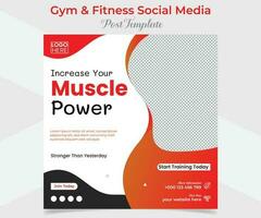 fitness training and gym workout square flyer post banner and social media post template design vector
