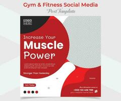 gym and fitness square flyer post banner and social media post template design vector