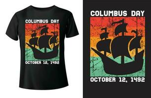 Colón día octubre 12, 1492 camiseta diseño y plantilla vectorial. vector