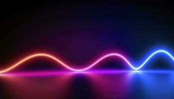 3d rendering, the abstract background of colorful neon wavy lines glowing in the dark. Modern simple wallpaper, generates ai photo