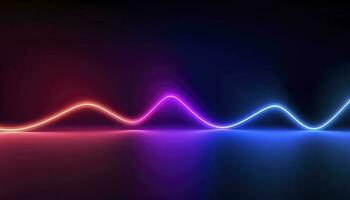 3d rendering, the abstract background of colorful neon wavy lines glowing in the dark. Modern simple wallpaper, generates ai photo