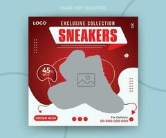 Exclusive collection shoes sale for social media post or square web banner template design vector