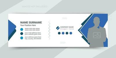 Clean and simple creative email signature or footer for personal social media cover page design template vector