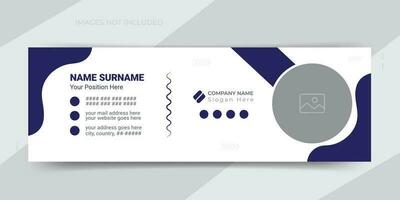 Clean and simple creative email signature or footer for personal social media cover page design template vector