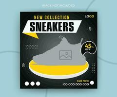 Exclusive collection shoes sale for social media post or square web banner template design vector