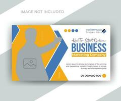 digital online business ideas video thumbnail, abstract video thumbnail with modern editable custom template banner design for social medai web banner. vector