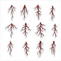 Set of Brown Tree Roots. Silhouette vector Illustration. Underground Plant