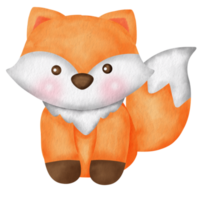 renard mignon aquarelle png