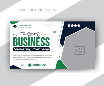 digital online business ideas video thumbnail, abstract video thumbnail with modern editable custom template banner design for social medai web banner. vector