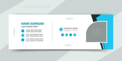 Clean and simple creative email signature or footer for personal social media cover page design template vector