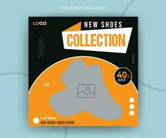 Exclusive collection shoes sale for social media post or square web banner template design vector