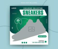 Exclusive collection shoes sale for social media post or square web banner template design vector