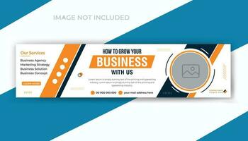 Grow your business social media timeline cover or promotion web banner template design vector