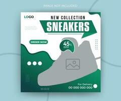 Exclusive sneakers shoes collection for timeline social media post web banner ads promotion template vector