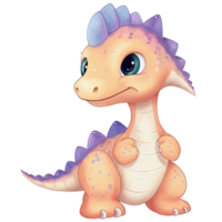 mignonne peu dinosaure, primitif animal dessin animé, génératif ai png