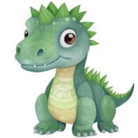 mignonne peu dinosaure, primitif animal dessin animé illustration, génératif ai png