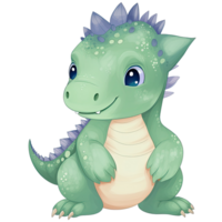 mignonne peu dinosaure, primitif animal dessin animé, génératif ai png