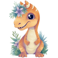 Cute Little Dinosaur, Primeval animal cartoon illustration, png