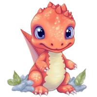 mignonne peu dinosaure, primitif animal dessin animé, génératif ai png