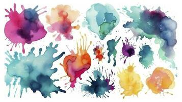 Multicolored splash watercolor blots - template for your designs, generate ai photo