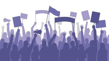 Activists protest. Political riot sign banners, people holding protests placards and manifestation banner vector illustration