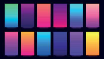 Gradient background. Colorful gradients, blurred colors and vivid smartphone backdrop vector backgrounds collection