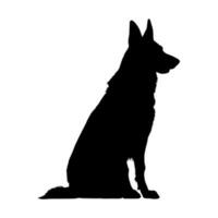 Sitting German shepperd dog silhouette isolated on a white background. Vector illustration