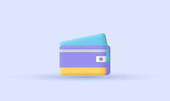 illustration creative purple wallet bankcard 3d icon vector symbols isolated on background