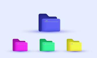 illustration set collection folder colorful vector icon 3d  symbols isolated on background