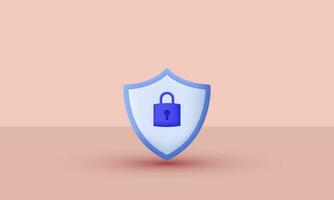 illustration lock security encryption safety icon 3d  symbols isolated on background vector