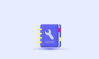 illustration user manual book booklet vector icon 3d  symbols isolated on background